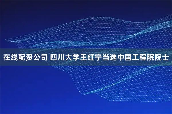 在线配资公司 四川大学王红宁当选中国工程院院士
