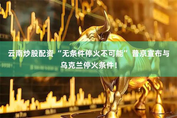 云南炒股配资 “无条件停火不可能” 普京宣布与乌克兰停火条件！